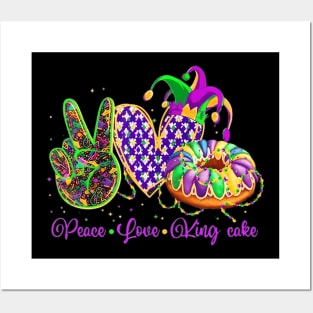 Peace Love King Cake Mardi Gras Outfit Party Posters and Art